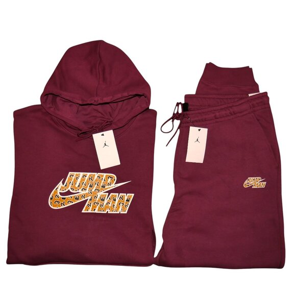 Nike Air Jordan Men's Size 2XL Sweatsuit 2pc Tracksuit Matching Burgundy Set NWT - Picture 1 of 11